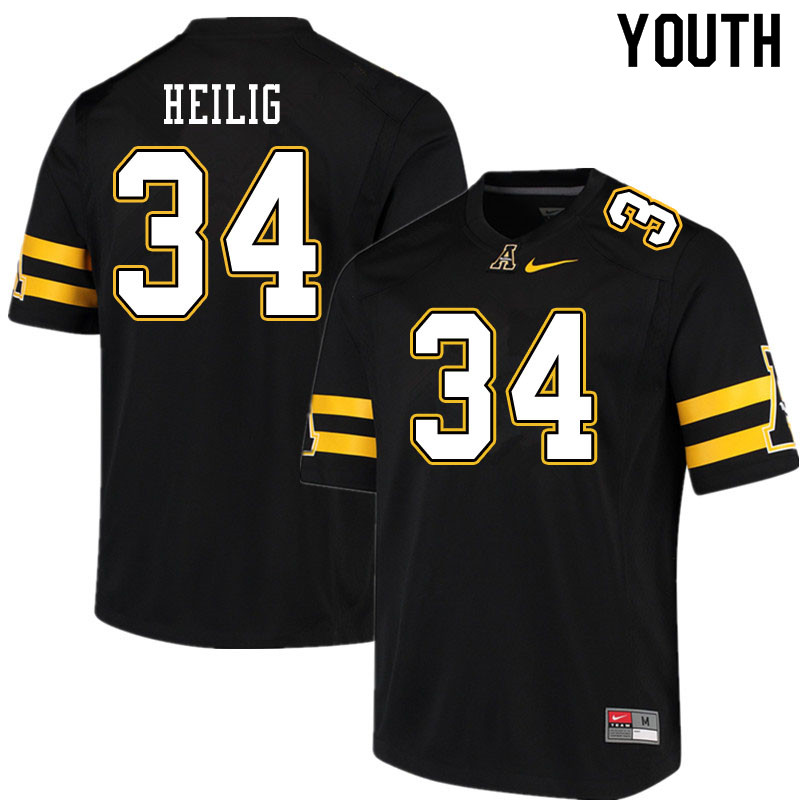 Youth #34 Jourdan Heilig Appalachian State Mountaineers College Football Jerseys Sale-Black